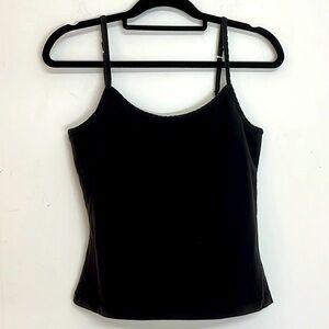 🌞 Route 66 vintage 90s y2k black tank top shelf bra adjustable straps L